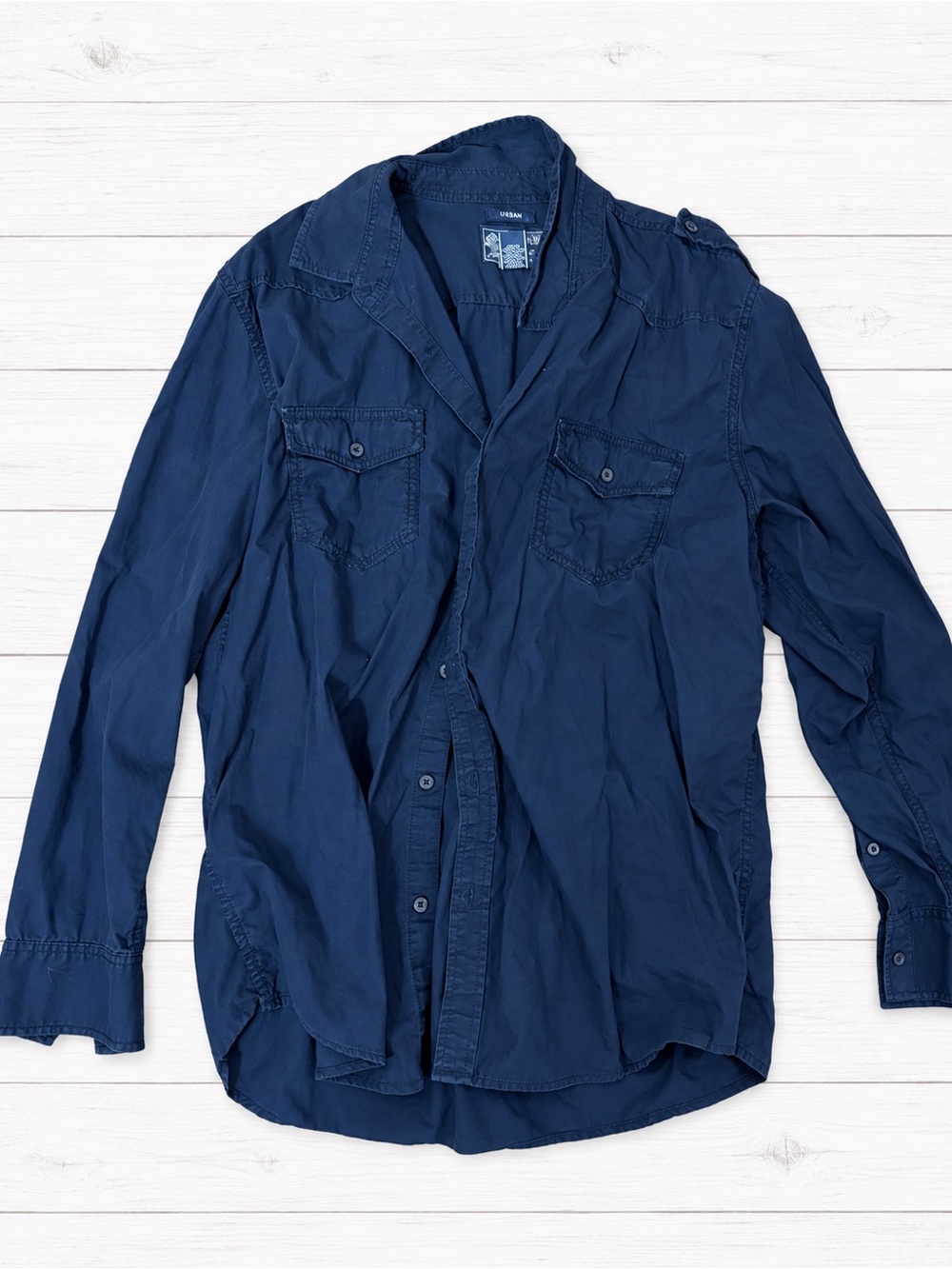 American Rag Men's Dark Blue Military Field Shirt Jacket